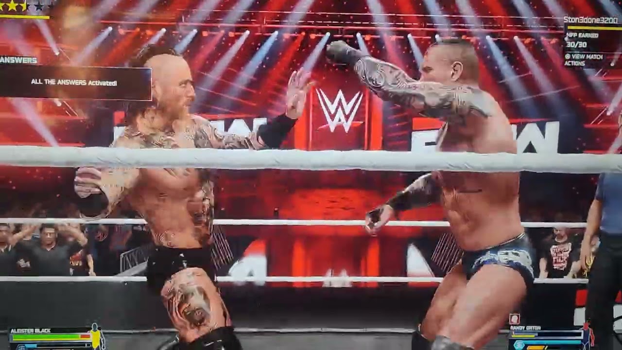 WWE 2k25 weekly towers week 51 match 3 Aleister Black vs Randy Orton falls count anywhere 2/2/2026