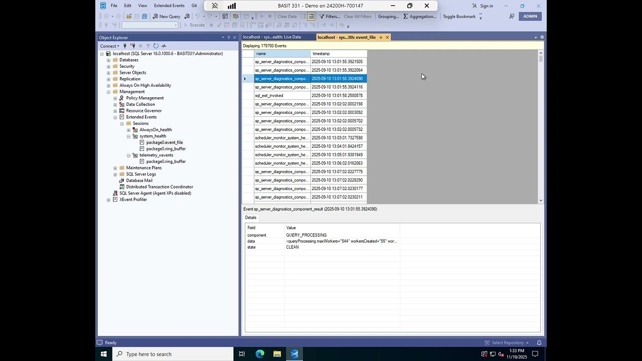 Знакомство с расширенными событиями SQL