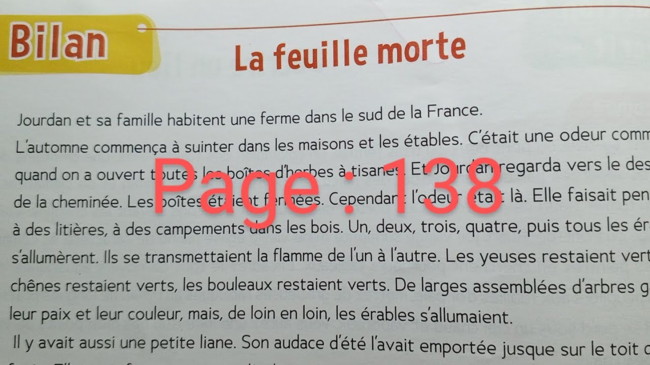 CM1 : Bilan : La feuille morte page 138/139 Le trésor des mots