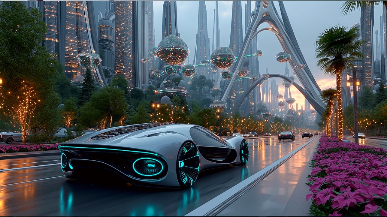 Futuristic Winter Smart City AI CGI | Electric Cars, Bullet Trains & Neon Christmas 4K