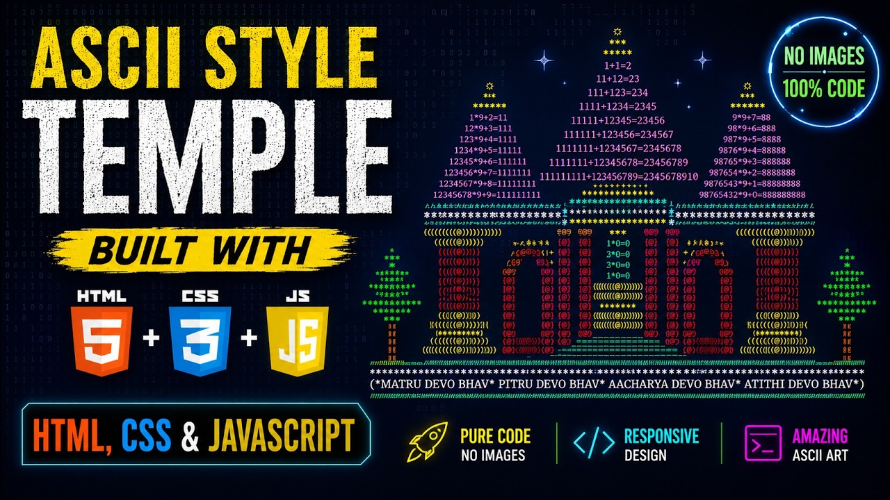 Храм в стиле ASCII на HTML, CSS и JavaScript 👍❤️ Сможете повторить? #asciiart