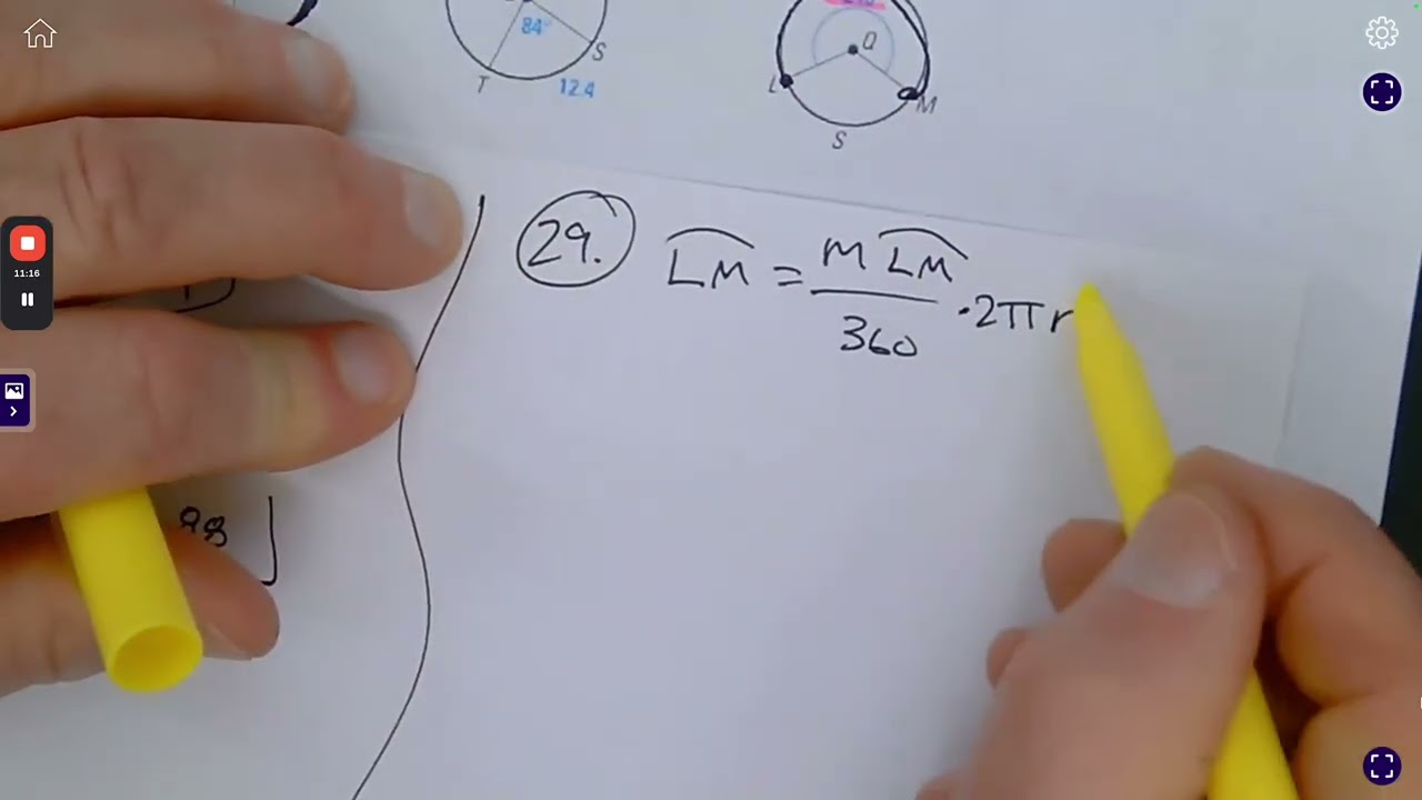 Geometry 11 4 Circumference and arc Length 15,16,17 29 odd, 30, 33, 34