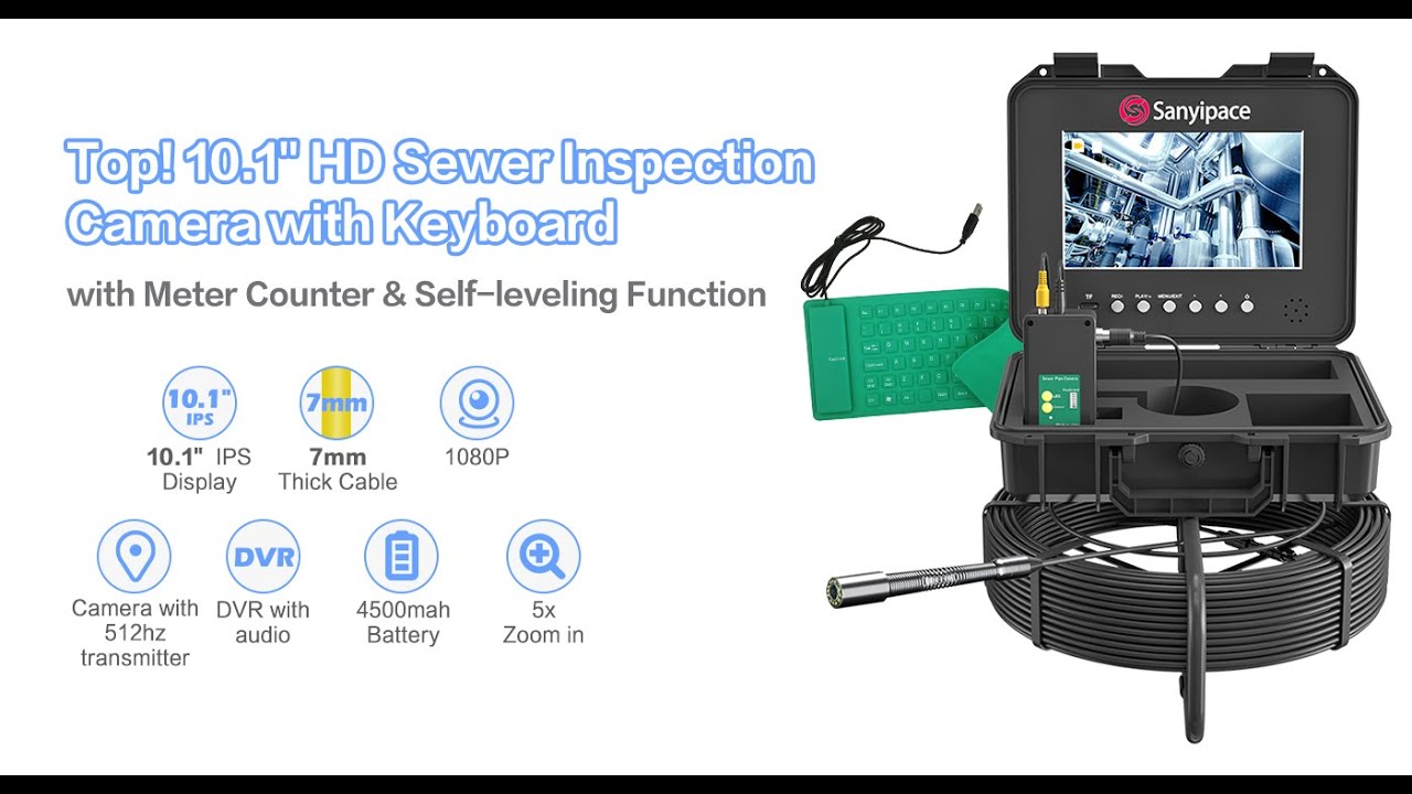 Sanyipace 10-inch Monitor Audio DVR Endoscope Camera with Keyboard