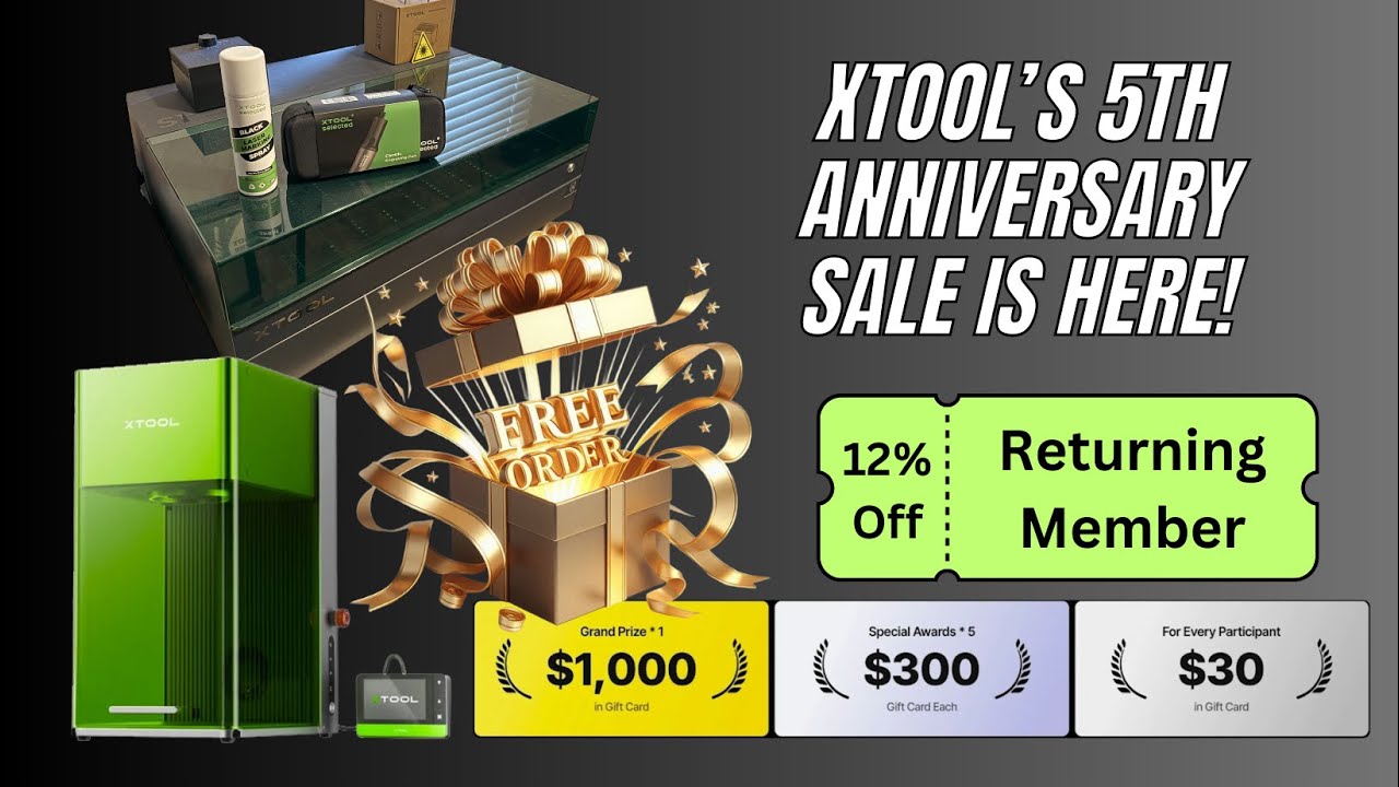 xTool Free Lasers and Special Coupons for their 5th Anniversary Sale