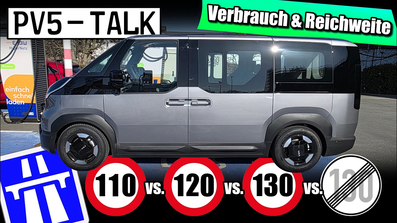 Kia PV5: AUTOBAHN - Verbrauch & Reichweite - Wie weit reicht der Akku? Daten Infos deutsch 2026 Test
