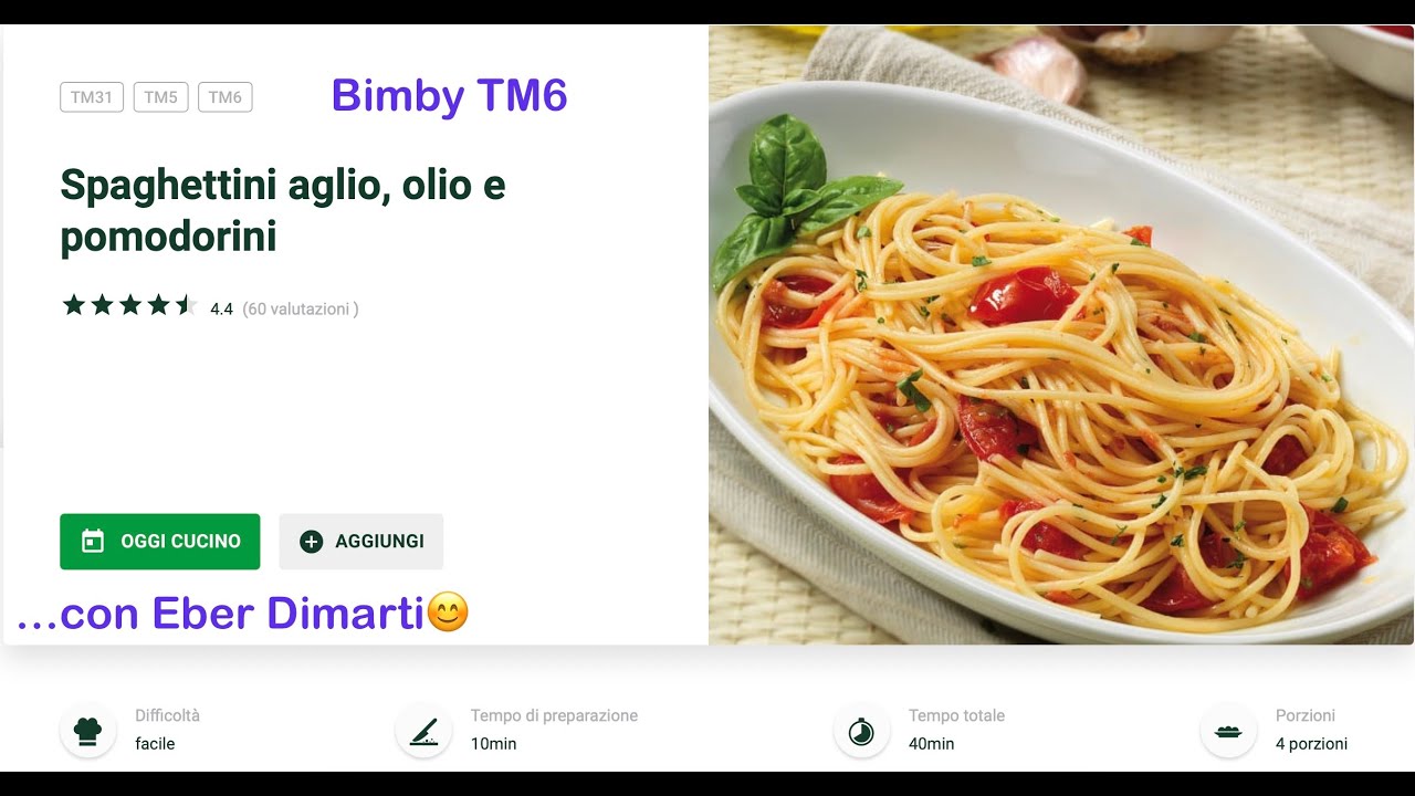 Bimby TM6...Spaghetti aglio, olio e pomodorini😊