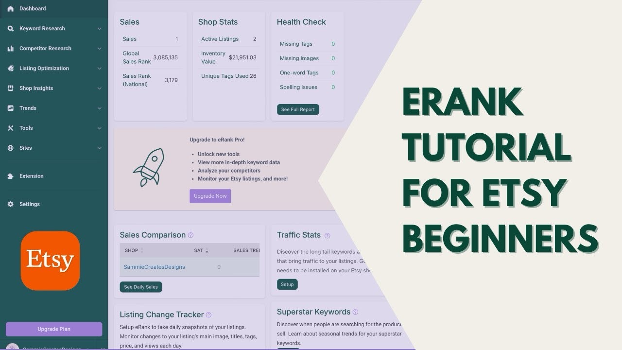 How to Use eRank for Etsy | Free Keyword Search, Competitor Analysis & Trend Tracking 