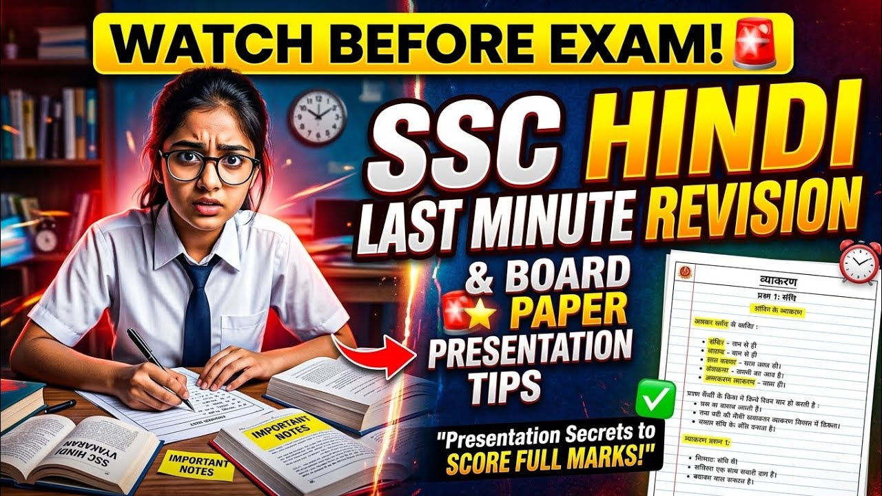 WATCH BEFORE EXAM! 🚨 SSC Hindi Last Minute Revision & Board Paper Presentation Tips #ssc2026 #exams