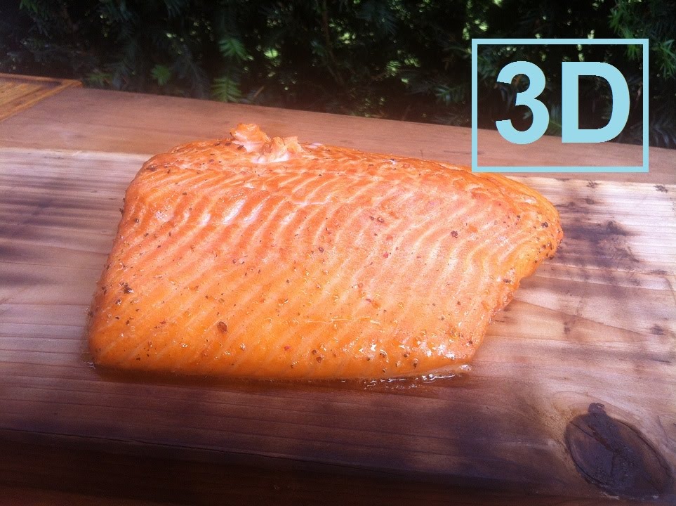Ora King Lachs auf der Zedernplanke vom Primo Oval XL (3D Version)