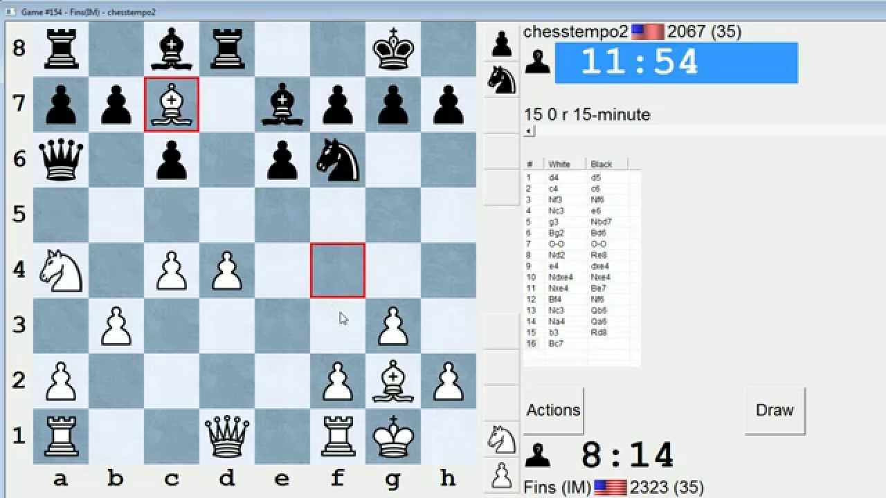 Standard Chess #93: IM Bartholomew vs. chesstempo2 (Semi-Slav Defense)