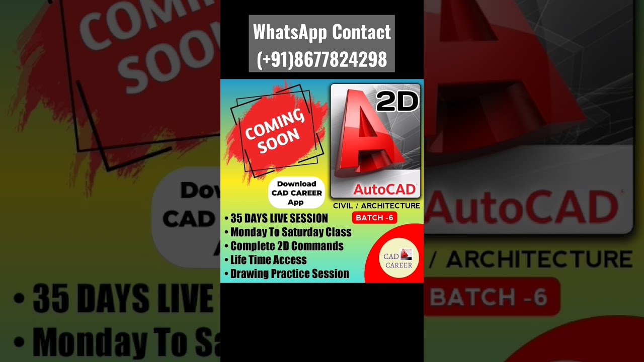 New Update | AutoCAD 2D LIVE CLASS, BATCH - 6️⃣ START SOON ON @CADCAREER App