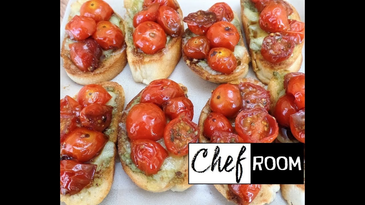 Bruschetta con Pesto y Tomate Cherry