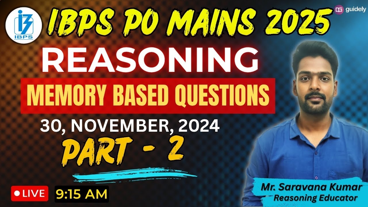 🔥IBPS PO MAINS 2024 Memory Based REASONING  | by Mr. SK sir #ibpspo #ibpspomains2025 #memorybased