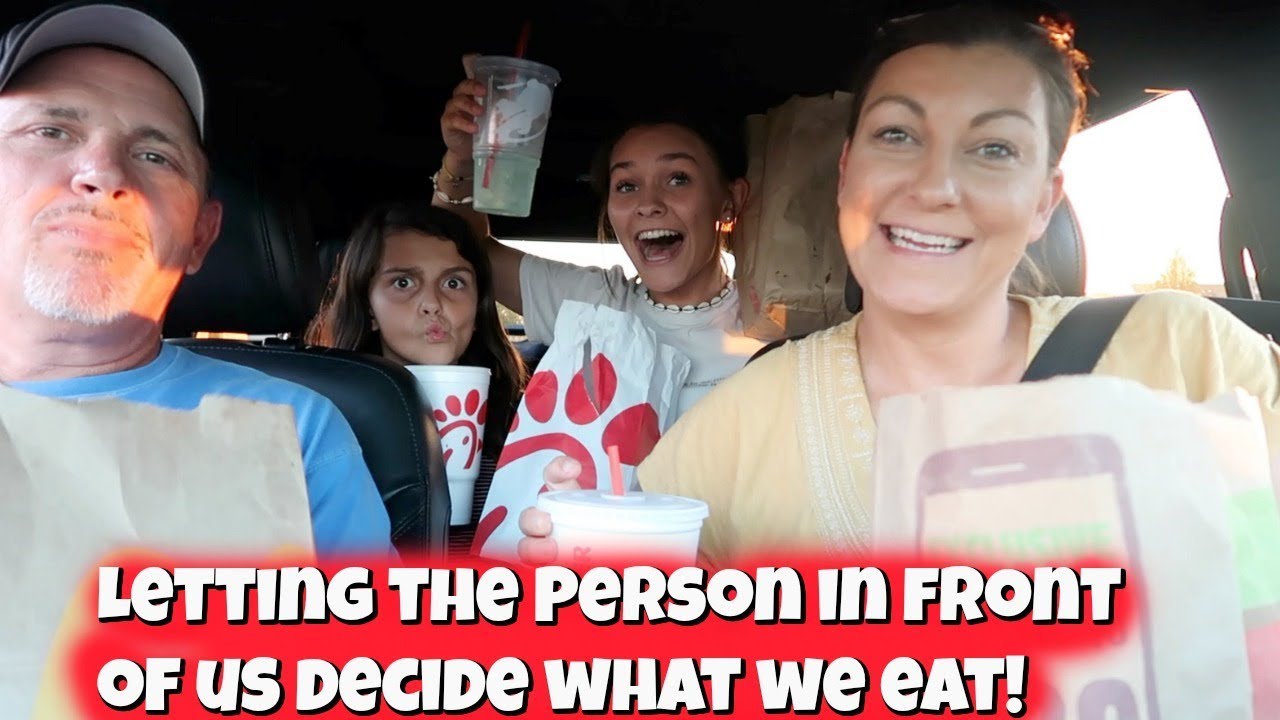 Letting The Person In FRONT Of Me DECIDE What We Eat for 24 HOURS! | Emma and Ellie