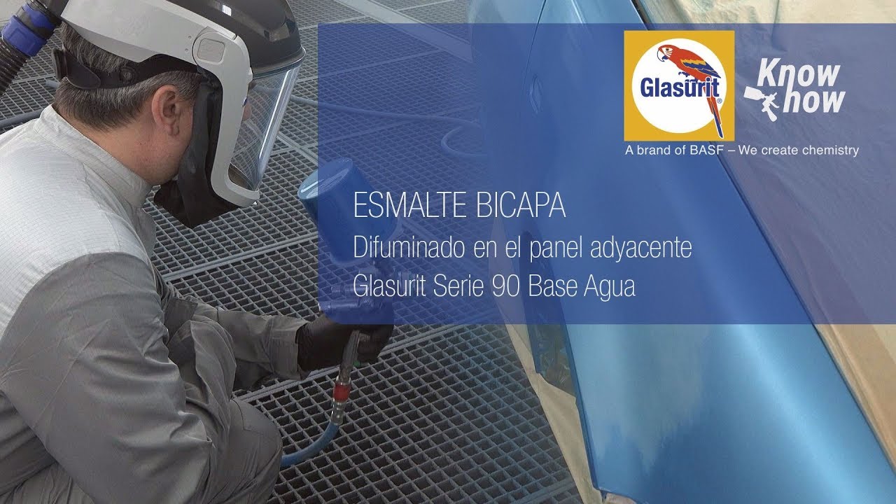 Glasurit Serie 90 Esmalte Bicapa Difuminado en el panel adyacente (Español)