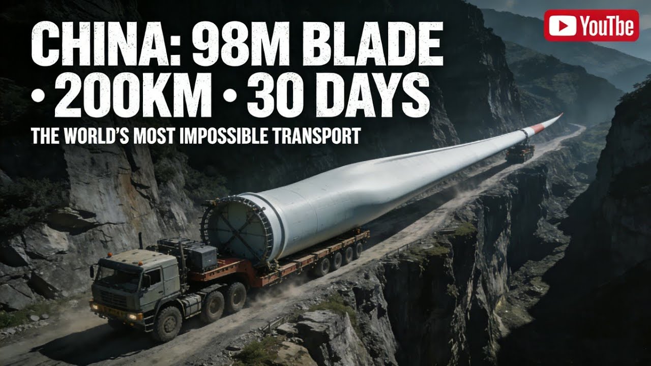 The Most Impossible Wind Blade Transport • 98m, 180 Tons • China’s Extreme Mountain Road