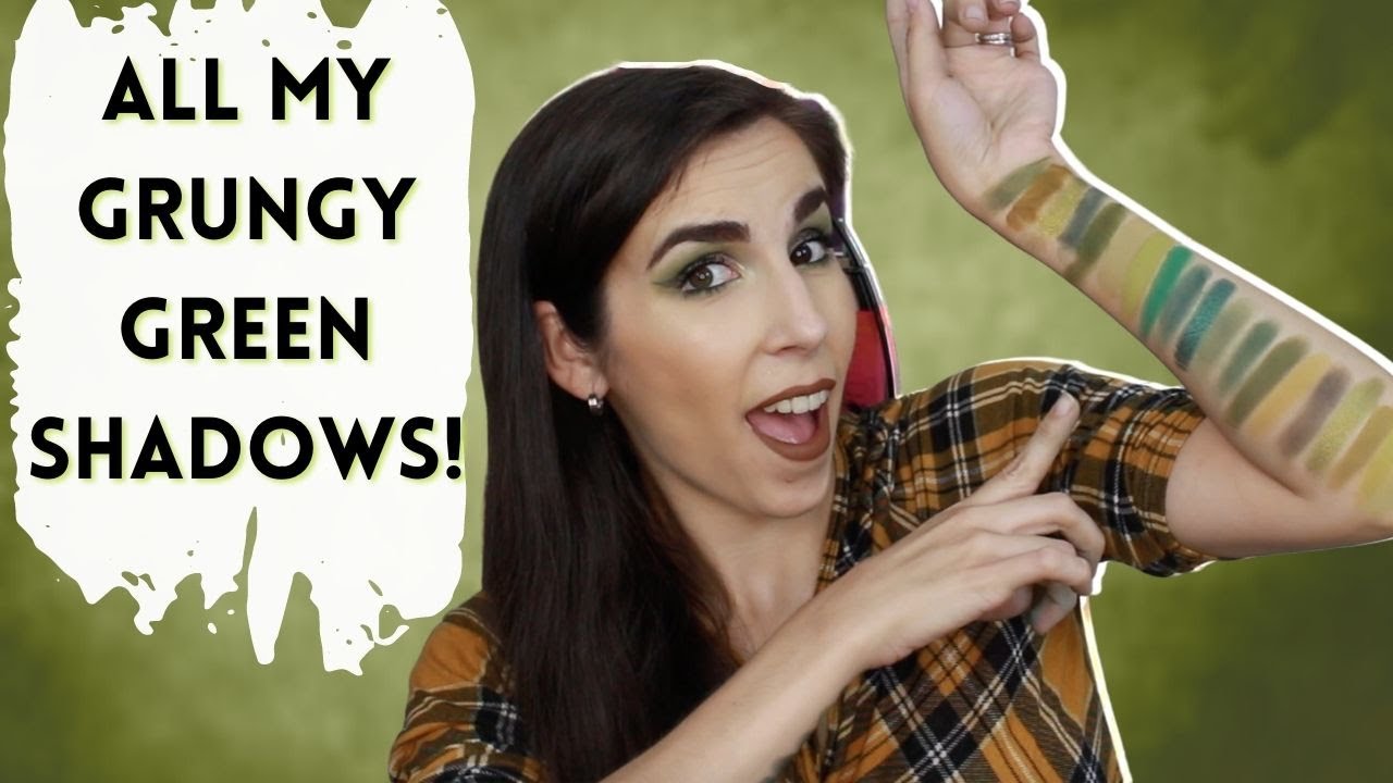 SWATCHING ALL MY GRUNGY GREEN SINGLE EYESHADOWS | Ft. LOTS of Indie Makeup Brands!