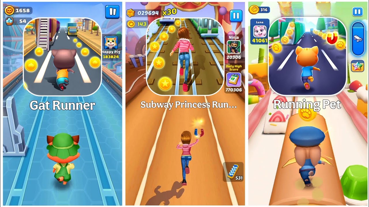 Cat Runner VS Subway Princess Runner VS Running Pet  best gameplay 🔥