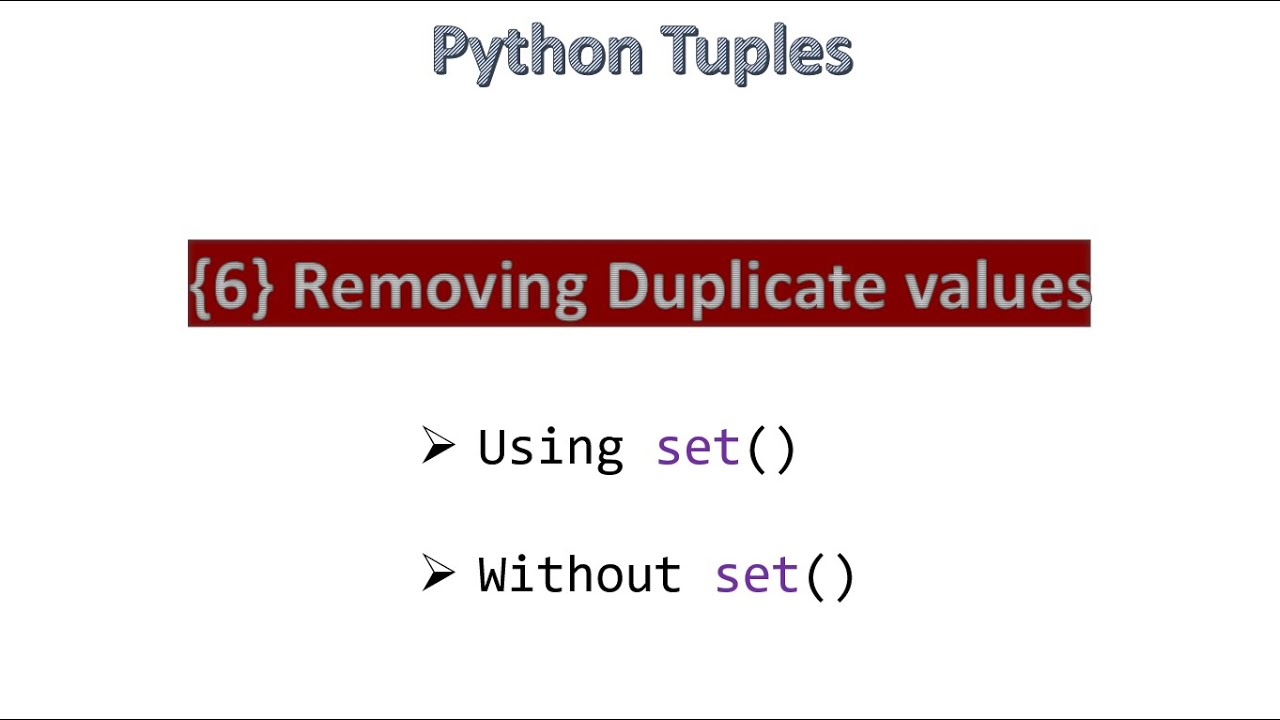 {6} Removing Duplicate Values || Python [ Hindi ]