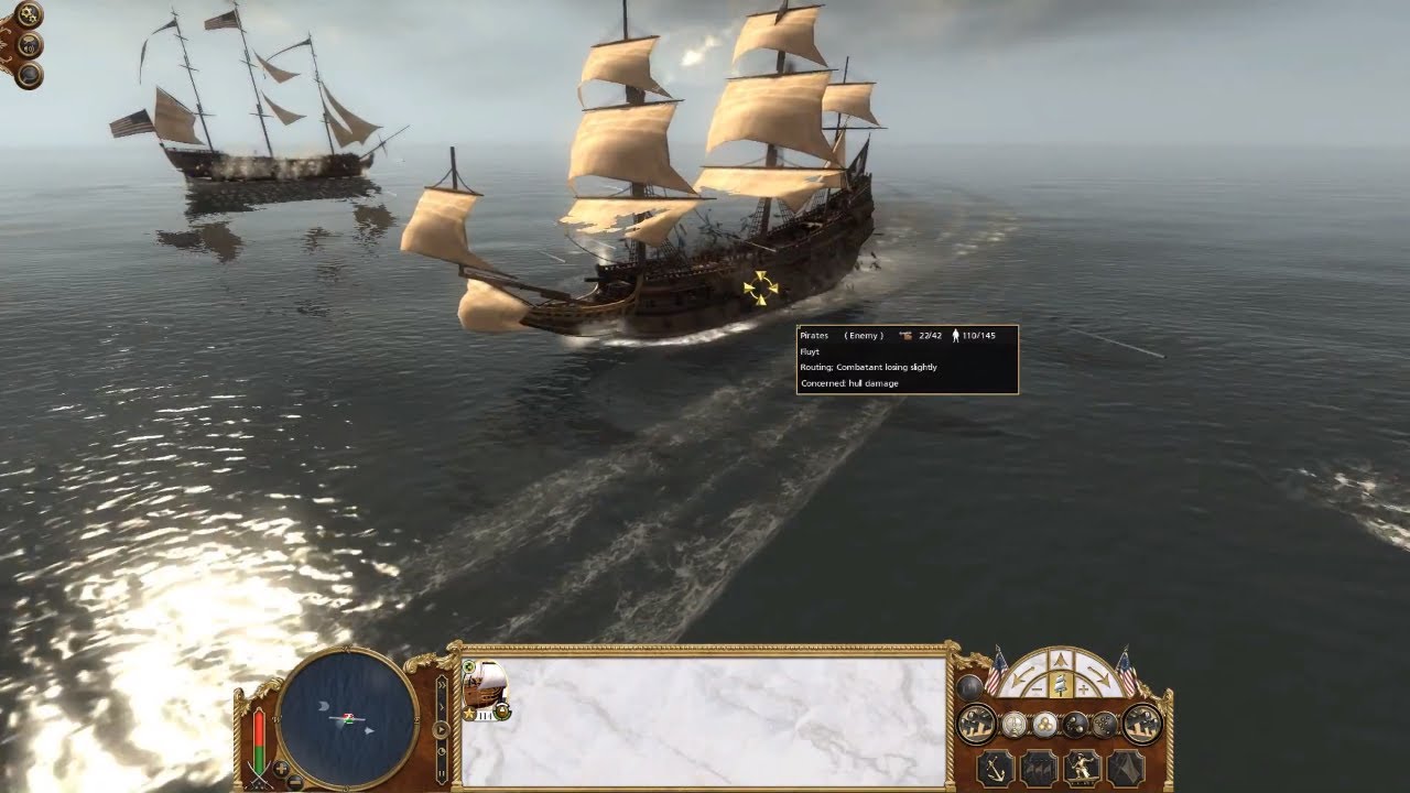 Empire: Total War - United States Navy Goliath First Rate engaging Pirates (1080p | Full Battle)