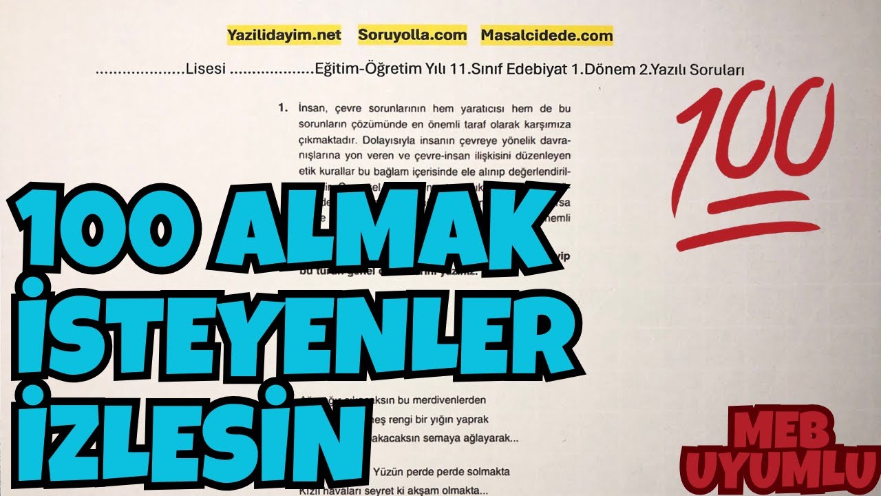 11.Sınıf Edebiyat 1.Dönem 2.Yazılı