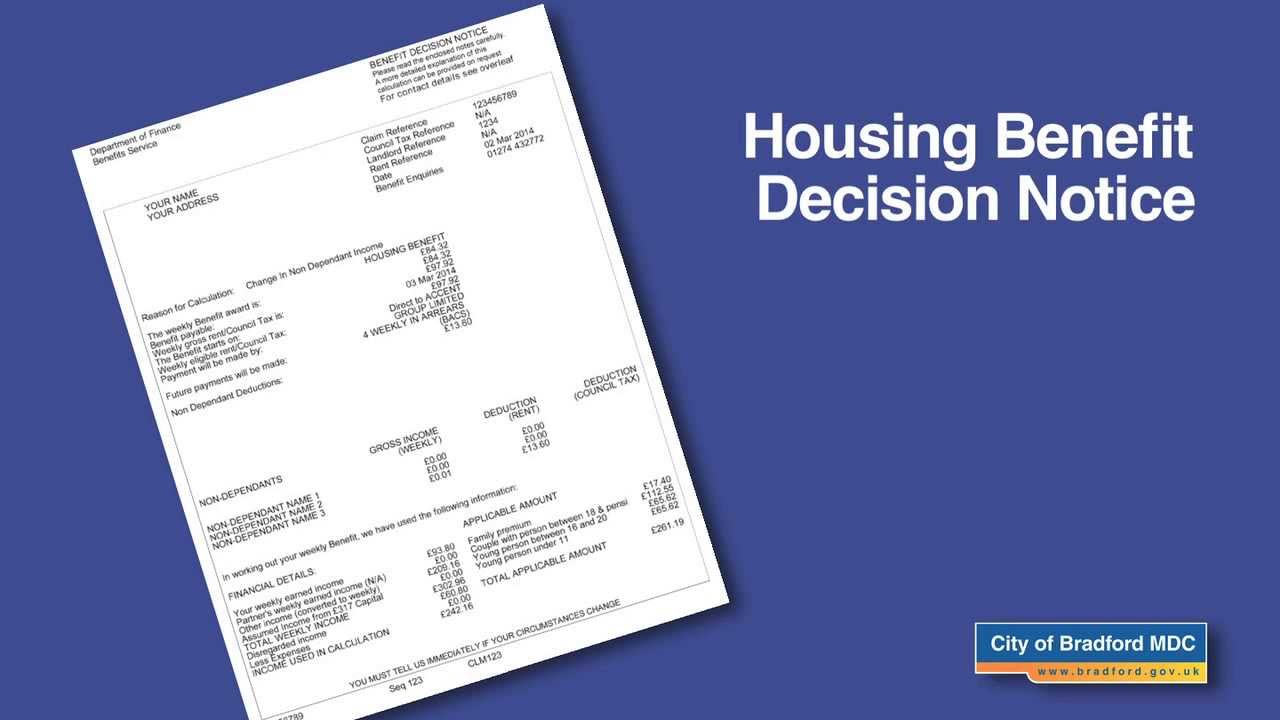 Housing Benefit Decision Notice