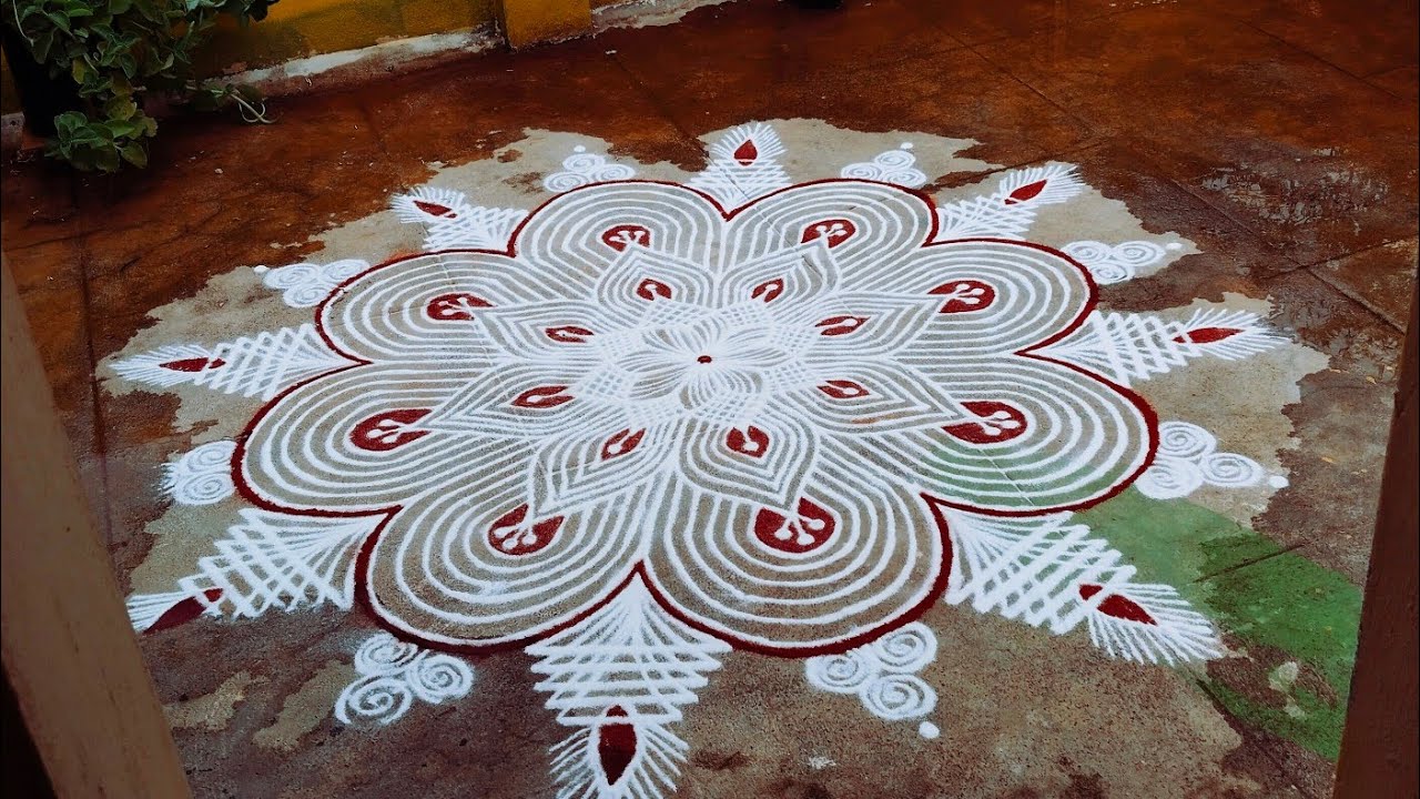 Aadi18 traditional easy big kolam🌼Aadivelli star padi kolam🌼Aadi padikolam #aadiperuku #superrangoli
