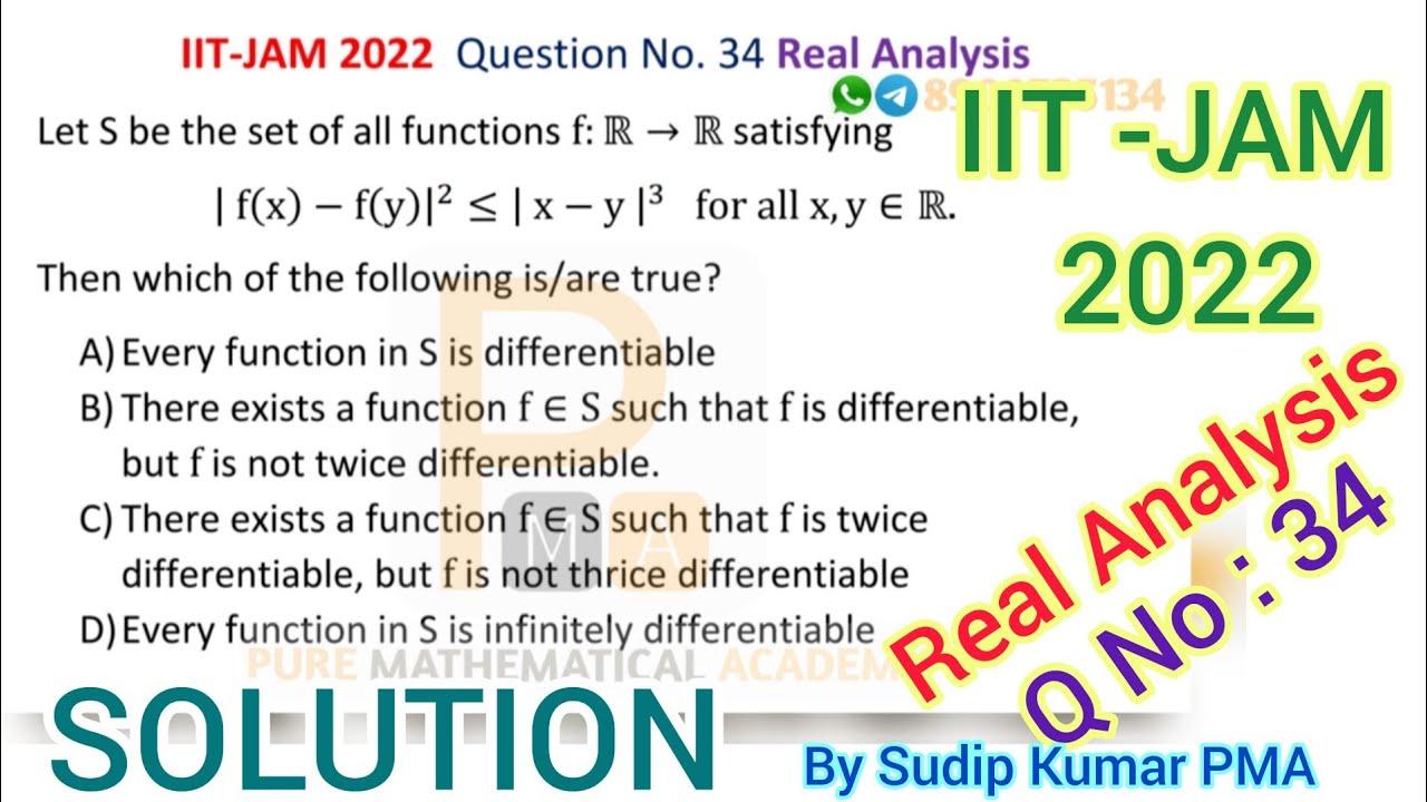 IIT JAM 2022 | Mathematics | Real Analysis Solution | Question No. 34 | by Sudip Kumar PMA