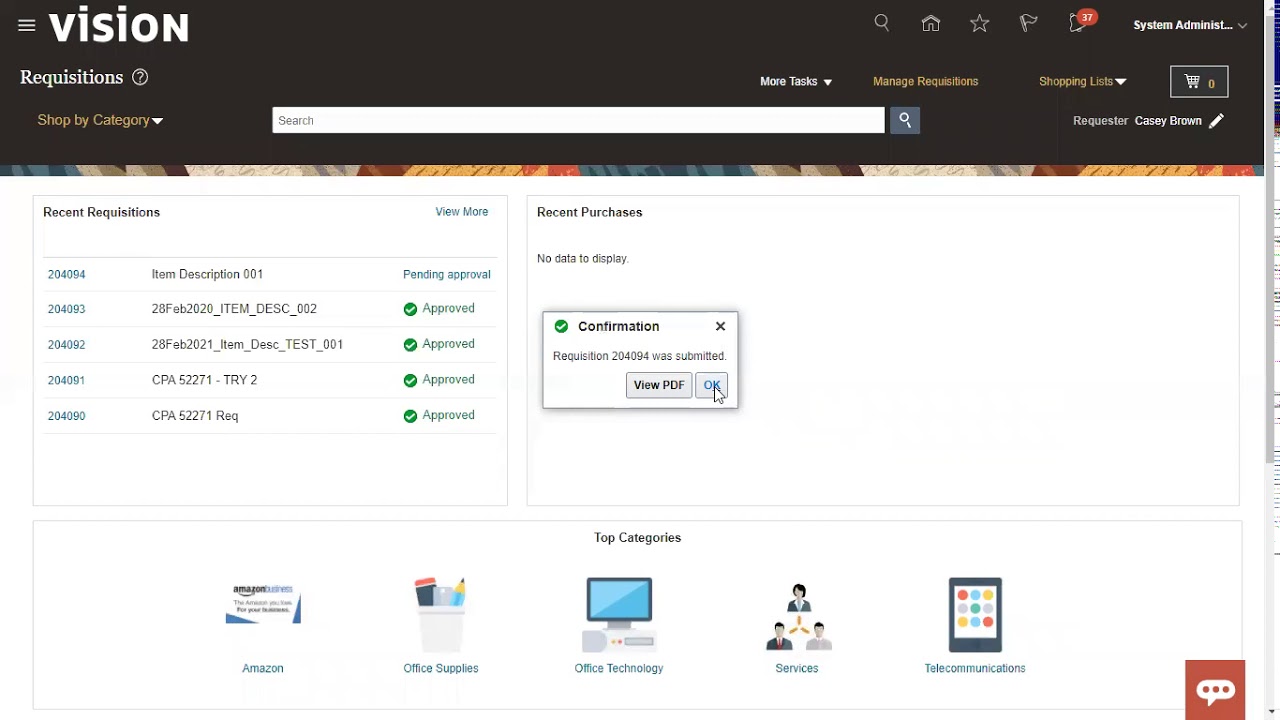 Как создать заявку на закупку и сформировать заказ на закупку в Oracle Cloud ERP (Fusion Apps)