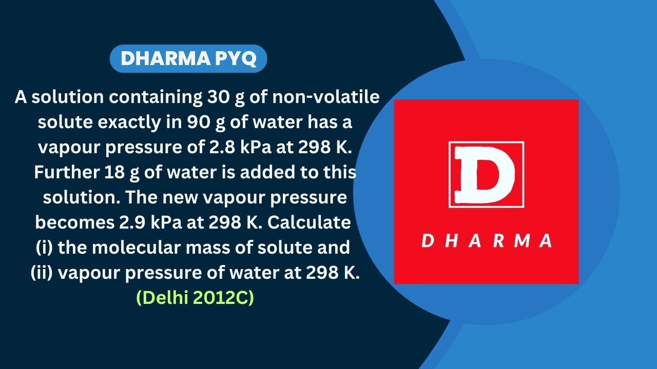 A solution containing 30 g of non-volatilesolute exactly in 90 g of water has a vapourpressure of--.