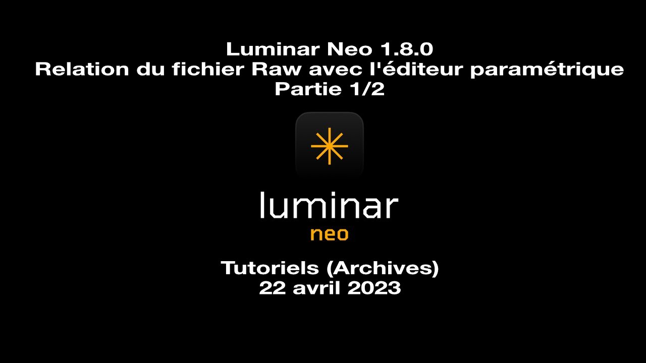 Luminar Neo 1.8.0 Relation du fichier Raw avec l'éditeur paramétrique | Apprendre la retouche photo