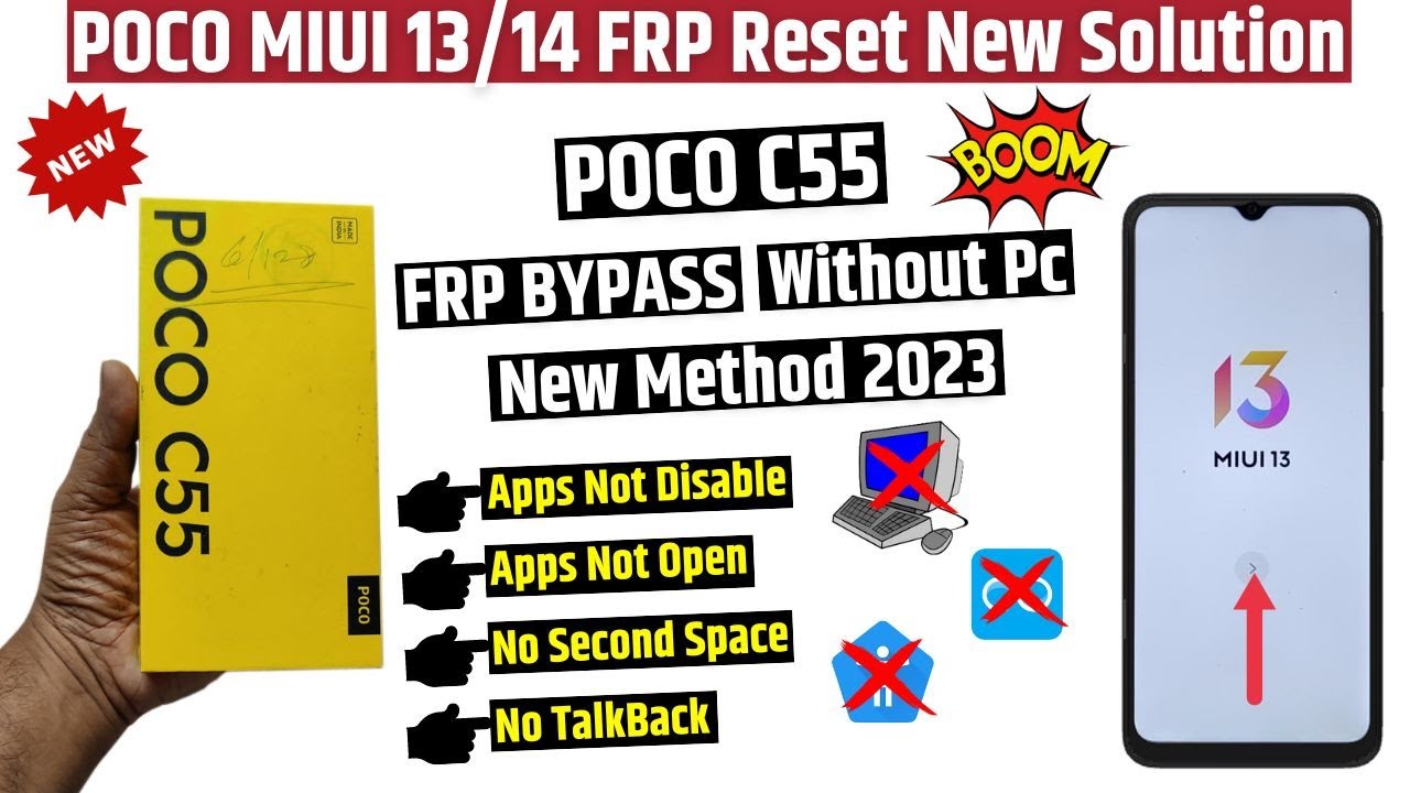 Poco C55 Frp Bypass | MIUI 13 | Without pc | All Poco Frp Android apps not open solution