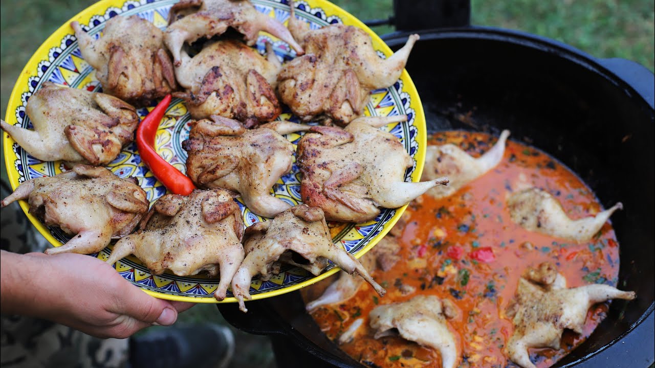 МЯСО ПЕРЕПЕЛОВ ПО-ГРУЗИНСКИ В КАЗАНЕ НА КОСТРЕ