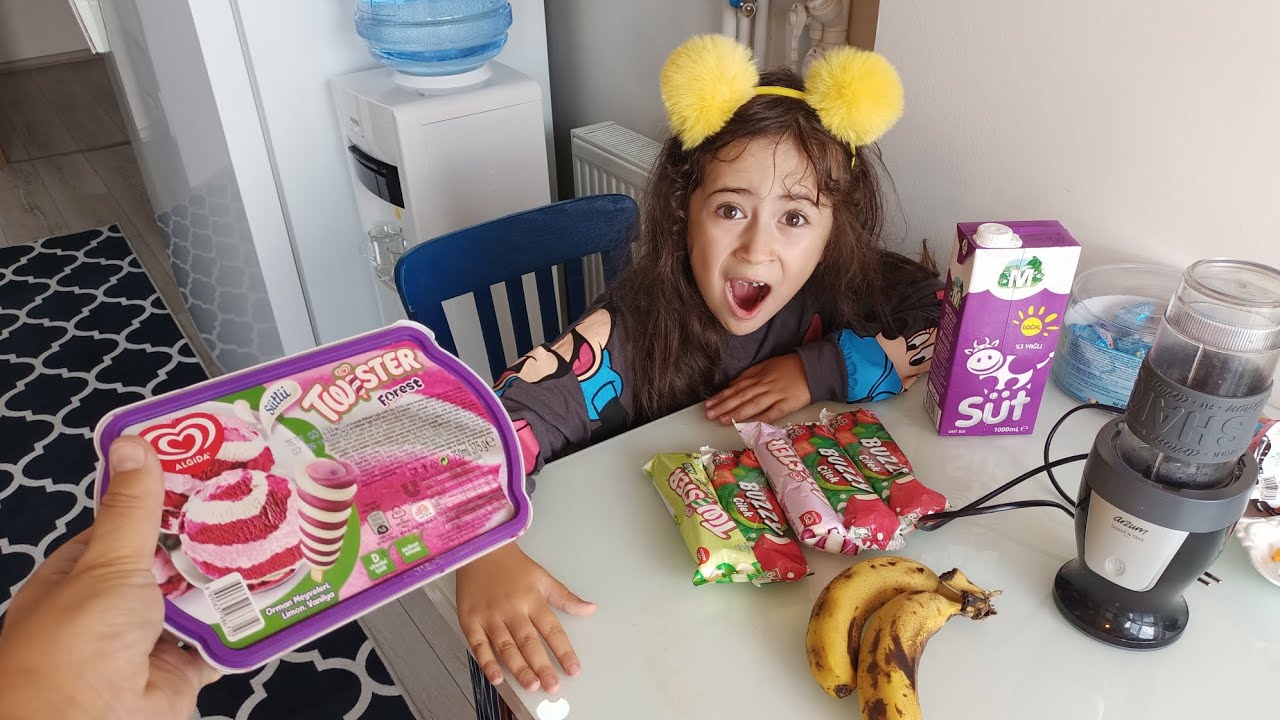 ESMA 3 RENK DONDURMADAN MİLKSHAKE YAPTI ماما جابت بيبي - جنى مقداد | طيور الجنة