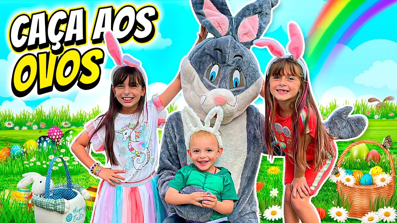 CAÇA AOS OVOS DE PÁSCOA COM O COELHO DA PÁSCOA - Jéssica Godar e Laurinha e Helena e Gabriel