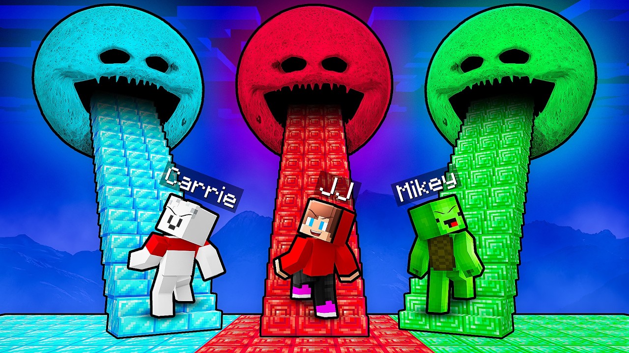 JJ vs Mikey vs Carrie: TREASURE MOON WOKE UP BATTLE In Minecraft - Maizen