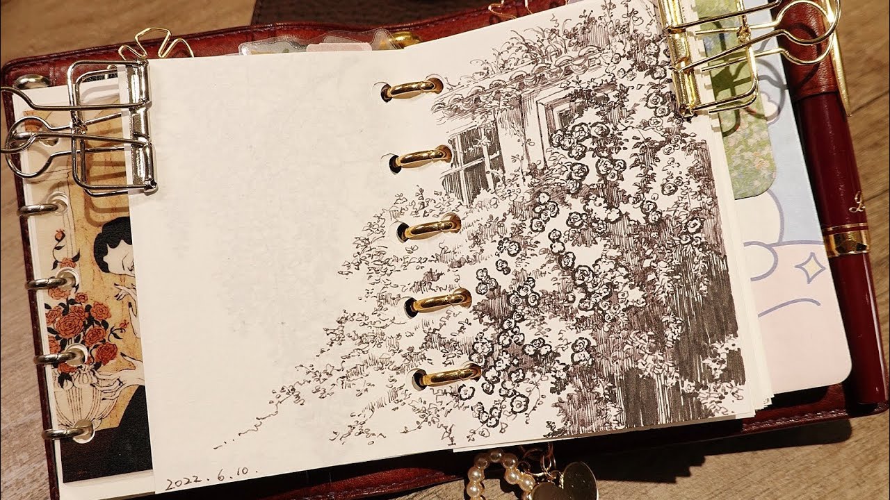 No.40【手绘】钢笔画/painting&music/花墙后的老宅