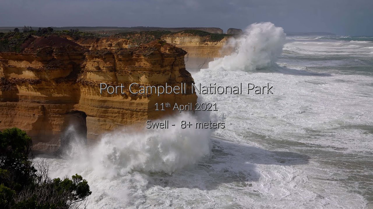 8 meter swell hits the Port Campbell coast.