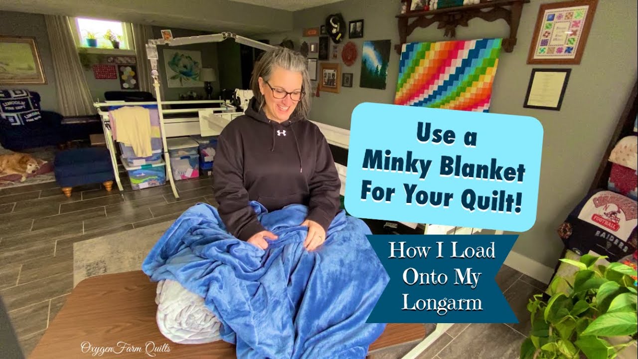 How I Use a Minky Blanket for a Quilt, Minky Backing, Long Arm Load #minky #quilting #babylock #sew