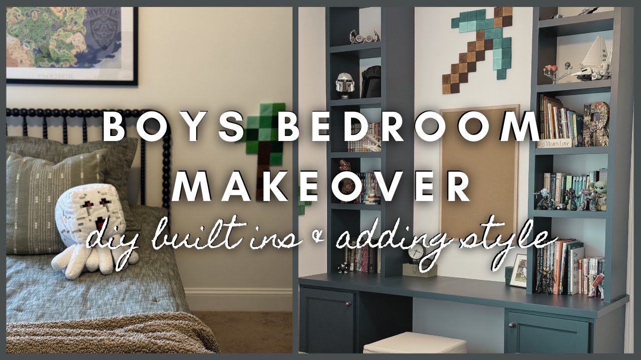 Boys Bedroom Makeover | diy built ins & adding style