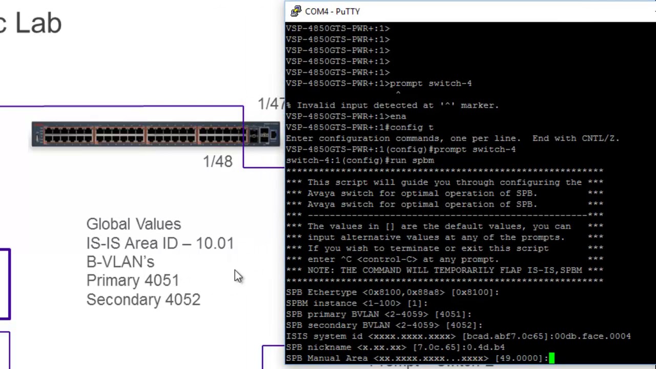 Extreme Network Fabric Connect service node set up