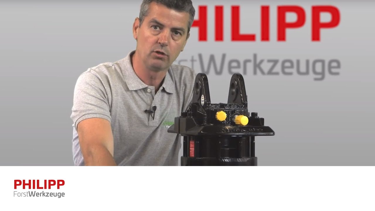 Montage d'un rotateur hydraulique sur un grappin forestier | PHILIPP ForstWerkzeuge GmbH
