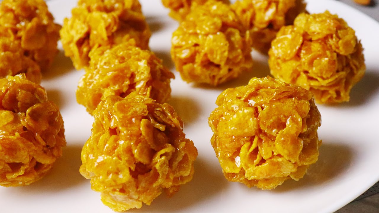 Crispy and Crunchy Easy Cornflakes Laddu Recipe | Cornflakes Laddu at Home | Live Food.