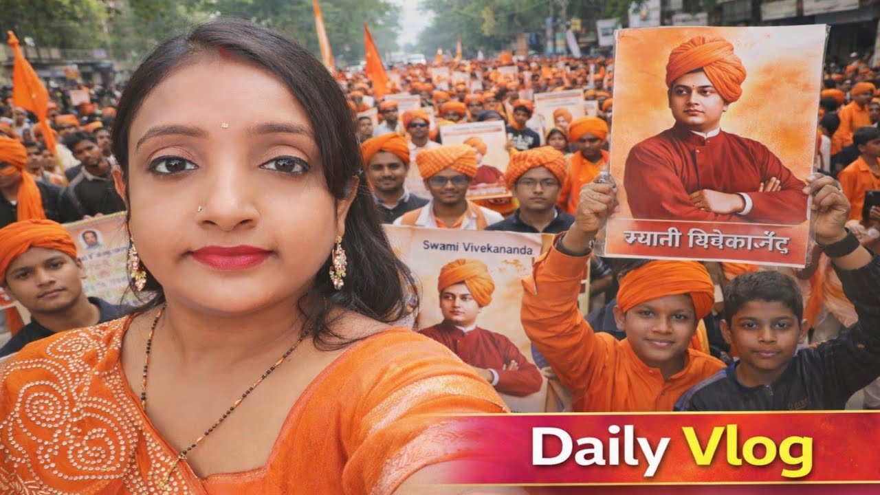 “Swami Vivekanand Rally Special | Orange Saree Look | Inspirational Daily Vlog” 🇮🇳Tags: