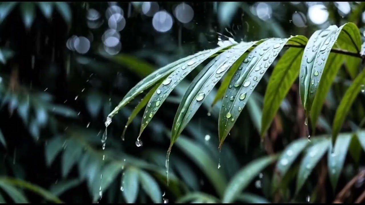 Relaxing Rain on Tropical Leaves | Nature Rain Sounds for Sleep & Study