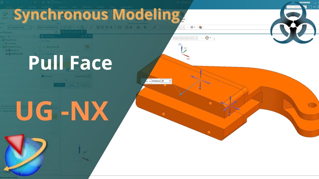 Siemens Unigraphics NX- Basics of Synchronous modeling Pull Face.