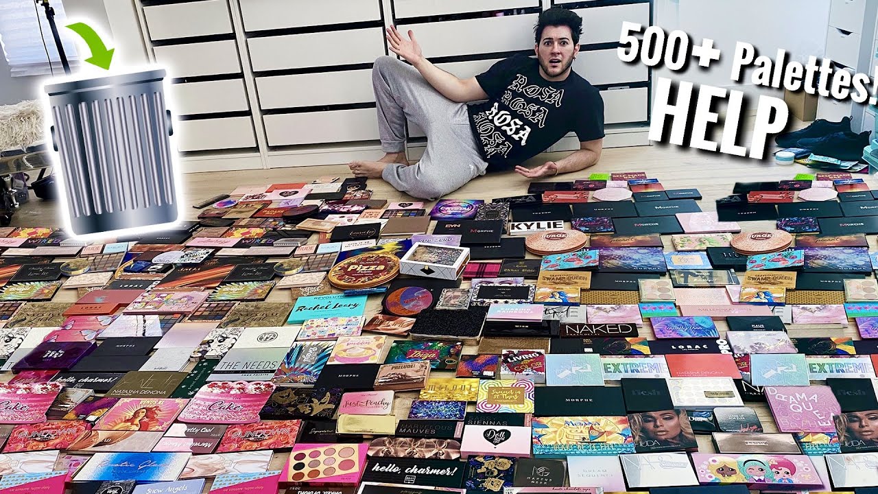 MASSIVE EYESHADOW PALETTE DECLUTTER... I got rid of over 500+ palettes! OMG
