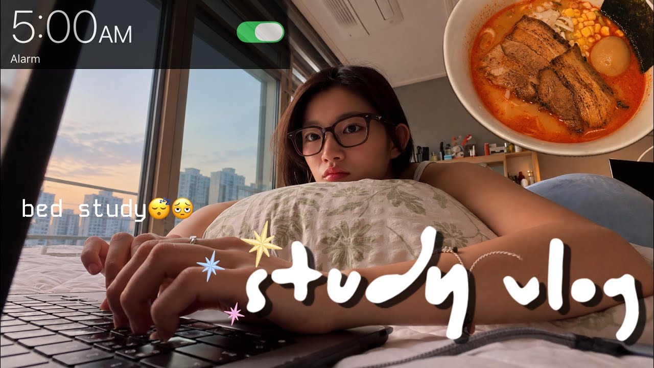 study vlog: 5:00am mornings, staying productive on a 2hr commute, what i ate
