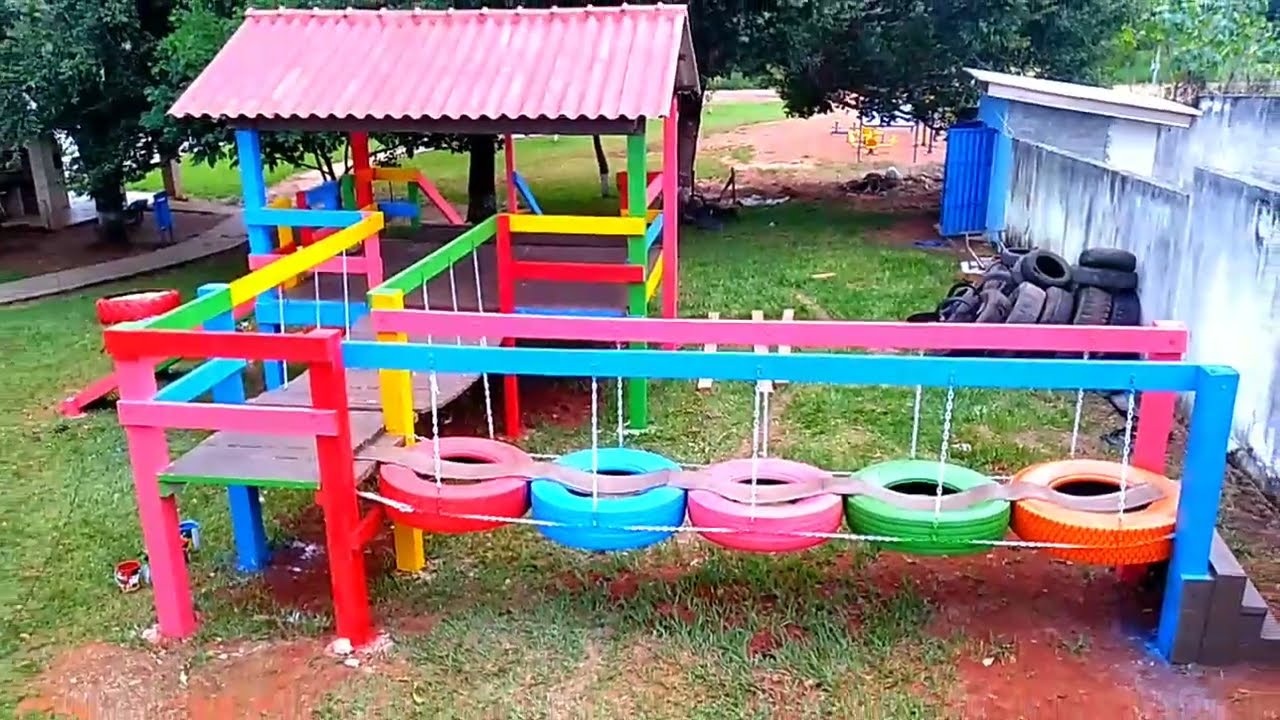 PARQUINHO IMFANTIL FEITO COM PNEUS USADO   ARTESANATOS