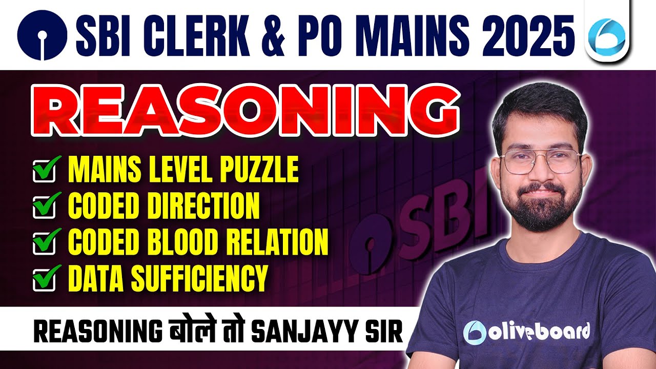 SBI Clerk & PO Mains Reasoning 2025 | Mains Level Puzzle, Coded Direction, Coded Blood Relation
